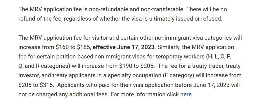 Повышение консульского сбора за визу в США с 17 июня