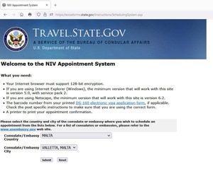 Сайт evisaforms.state.gov