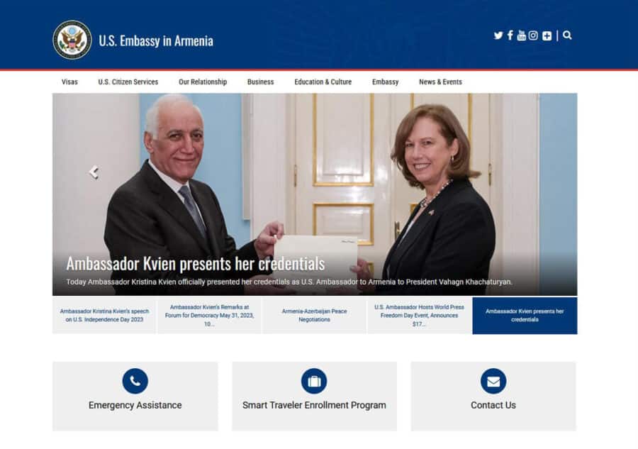 Официальный сайт Посольства США в Армении