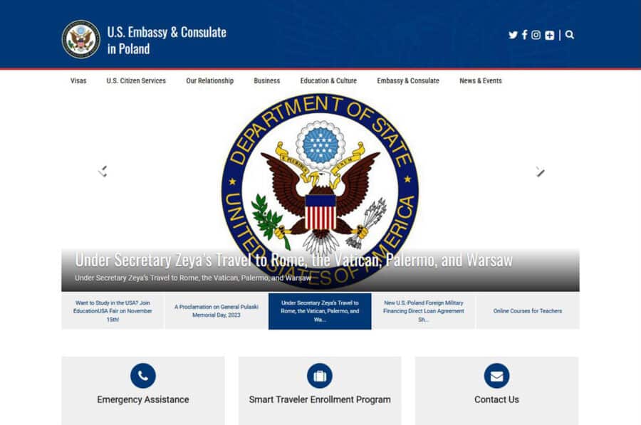 Официальный сайт Посольства США в Польше